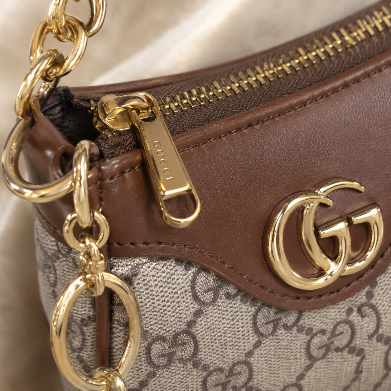 Hazel — Brown/Beige Bag with Cherry Charm
