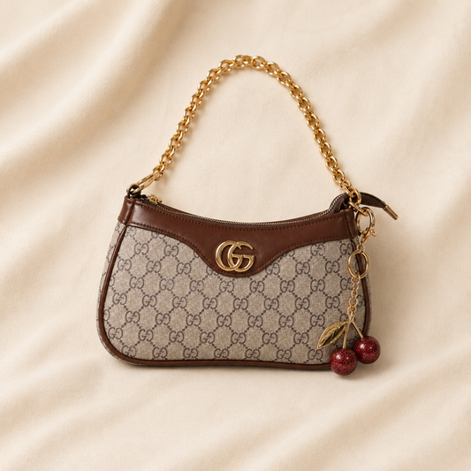 Hazel — Brown/Beige Bag with Cherry Charm